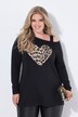 Camiseta, línea A, corazón de leopardo, CutOut en el hombro