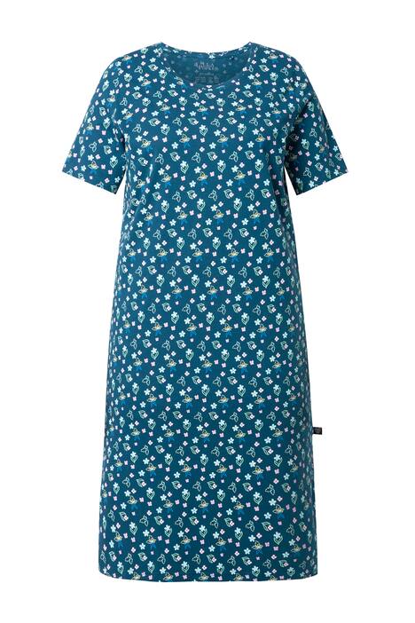 Noční košile, květy, kulatý výstřih, krátké rukávy