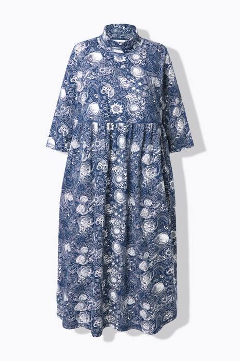 Robe maxi en jersey, col montant et manches 3/4, poches