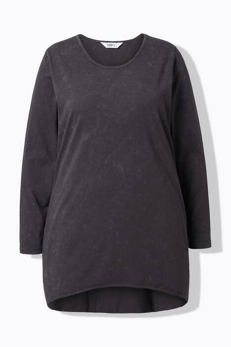 Lang T-shirt, A-form, koldfarvet jersey - forvasket