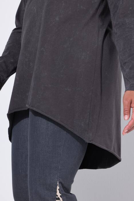 Lang T-shirt, A-form, koldfarvet jersey - forvasket