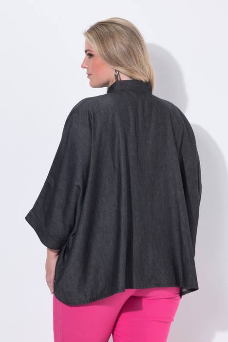 Bluse, oversized, 3/4-lange flagermusærmer