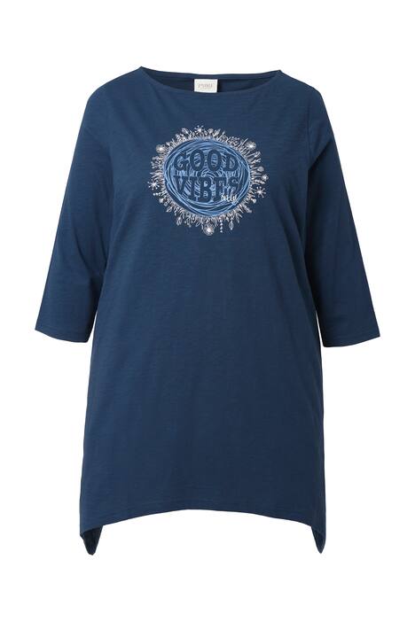 Tričko, potisk, A střih, lodičkový výstřih, 3/4 rukávy