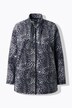 Loungewear fleecejas, luipaardmotief, opstaande kraag