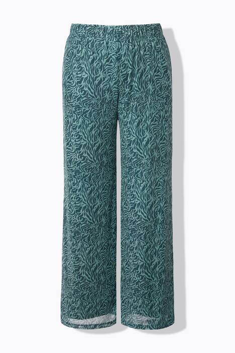 Mesh broek, wijde pijpen, hoge taille, mesh met zebra