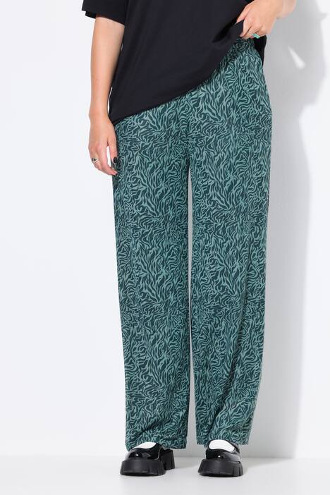 Mesh broek, wijde pijpen, hoge taille, mesh met zebra