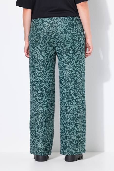 Mesh broek, wijde pijpen, hoge taille, mesh met zebra