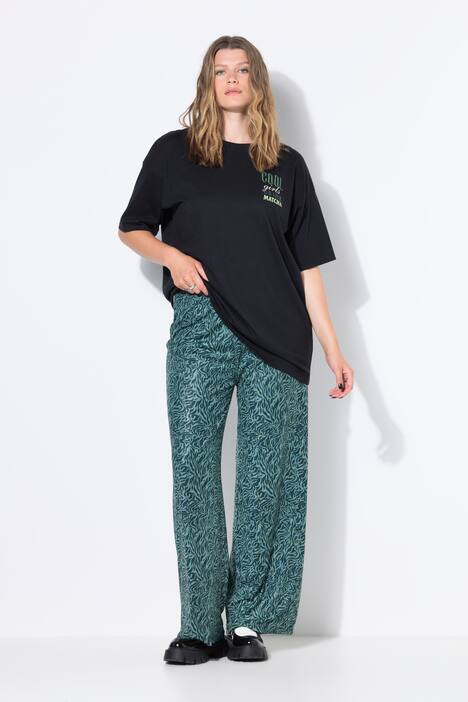 Mesh broek, wijde pijpen, hoge taille, mesh met zebra