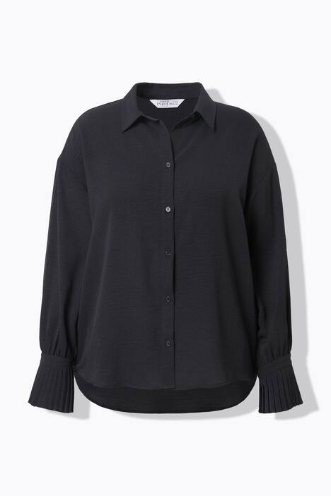 Skjortebluse, oversized, crepe, plisserede manchetter
