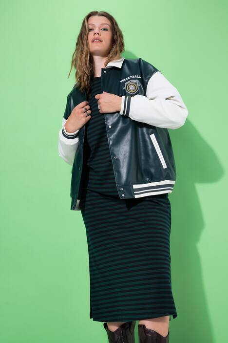 Veste esprit blouson teddy américain bicolore, avec manches ballon