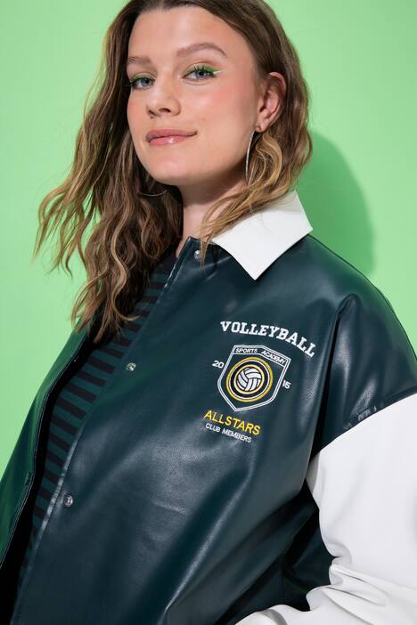 Veste esprit blouson teddy américain bicolore, avec manches ballon