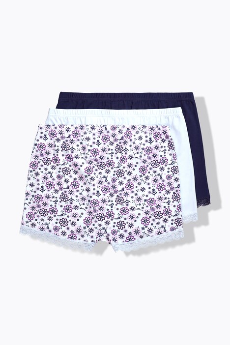 Pantys, 3er-Pack, Muster/einfarbig, Spitzenkante