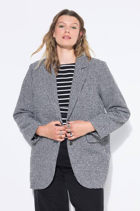 Blazer, oversized, pied-de-poule structuur