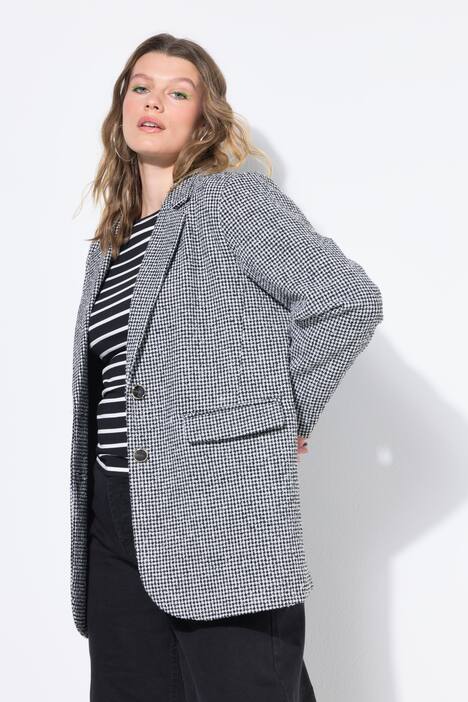 Blazer, oversized, pied-de-poule structuur