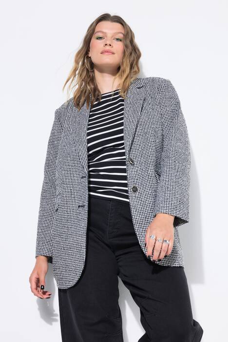 Blazer, oversized, pied-de-poule structuur