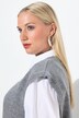 Gilet smanicato con lavorazione a righe, glitter e scollo rotondo