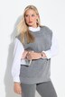 Gilet smanicato con lavorazione a righe, glitter e scollo rotondo
