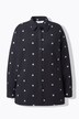 Musselin-bluse, oversized, blomster-broderi