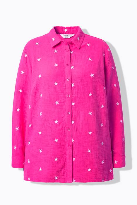 Blusa de muselina, oversize, bordado de flores