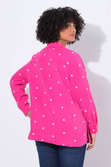 Blusa de muselina, oversize, bordado de flores