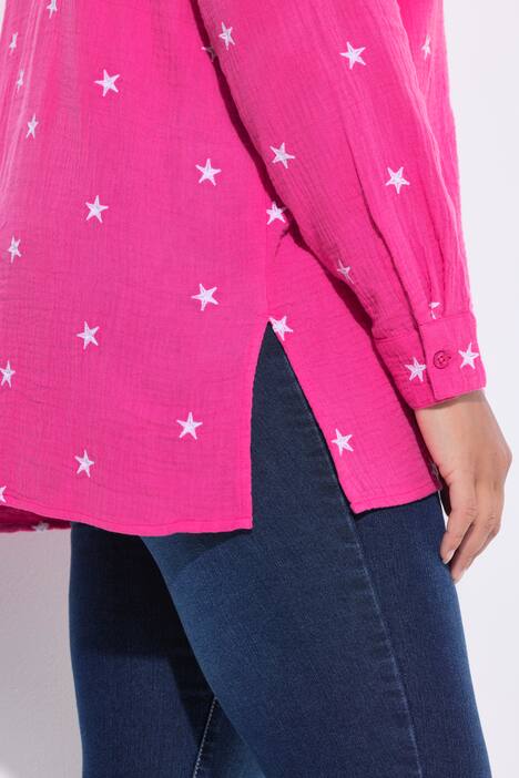 Blusa de muselina, oversize, bordado de flores