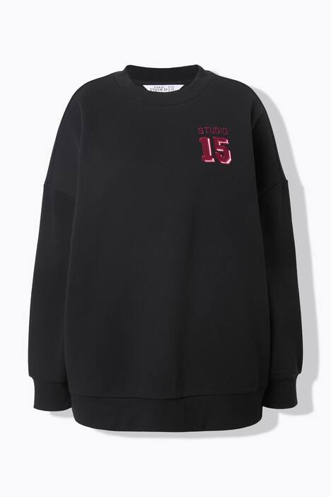 Sweatshirt, oversized, satijnen getal, ballonmouw