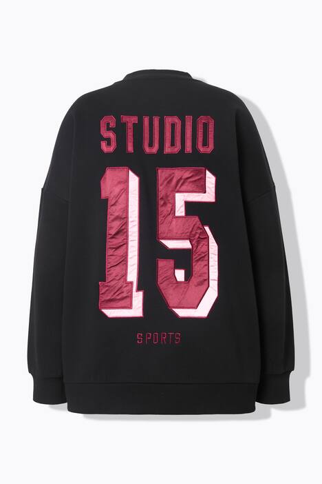 Sweatshirt, oversized, satijnen getal, ballonmouw
