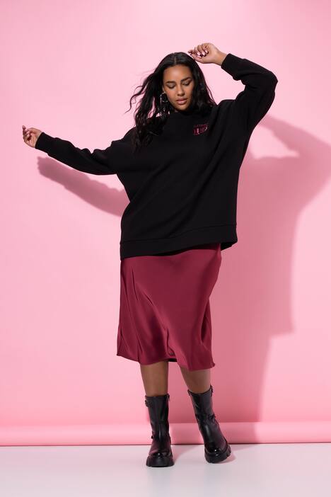Sweatshirt, oversized, satijnen getal, ballonmouw