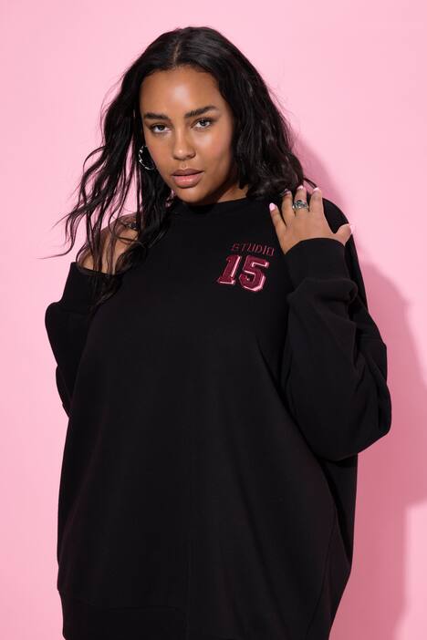 Sweatshirt, oversized, satijnen getal, ballonmouw