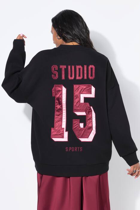 Sweatshirt, oversized, satijnen getal, ballonmouw