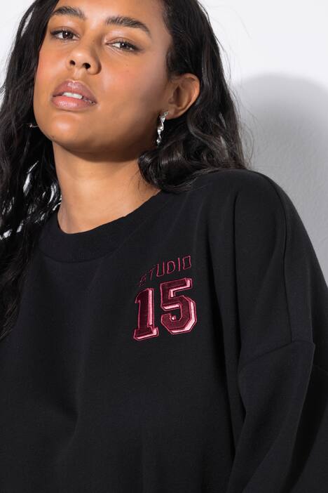 Sweatshirt, oversized, satijnen getal, ballonmouw