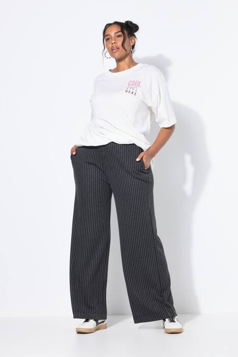 Pantaloni di felpa con taglio della gamba ampio, vita alta e righe sottili