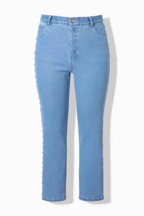 Mom-Jeans, Ziernieten, 5-Pocket, Elastikbund