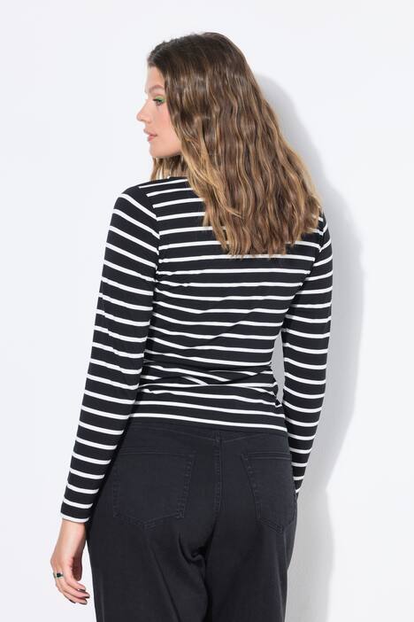 T-shirt, slim model, gestreepte jersey, lange mouw