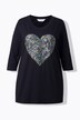 T-Shirt, A-facon, med paillet-hjerte i farver