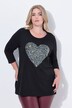 T-Shirt, A-facon, med paillet-hjerte i farver