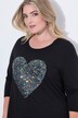 T-Shirt, A-facon, med paillet-hjerte i farver