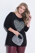 T-Shirt, A-facon, med paillet-hjerte i farver