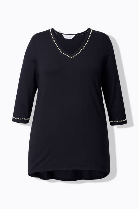T-shirt dal taglio svasato con perline e maniche a 3/4