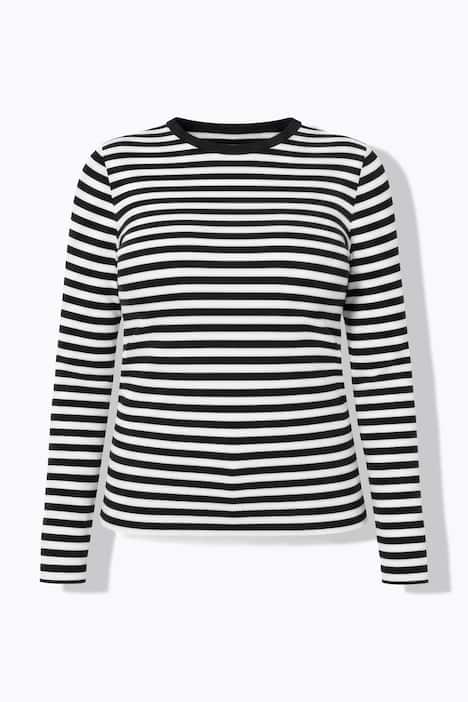 T-shirt, slim model, gestreepte jersey, lange mouw