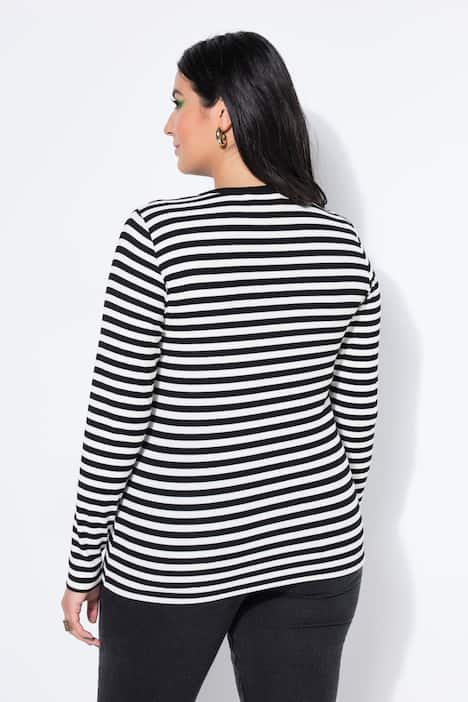 T-shirt, slim model, gestreepte jersey, lange mouw