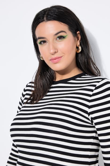 T-shirt, slim model, gestreepte jersey, lange mouw