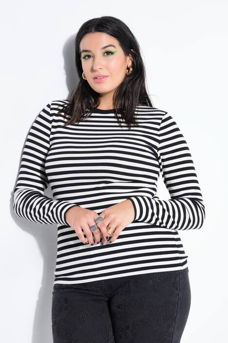 T-shirt, slim model, gestreepte jersey, lange mouw