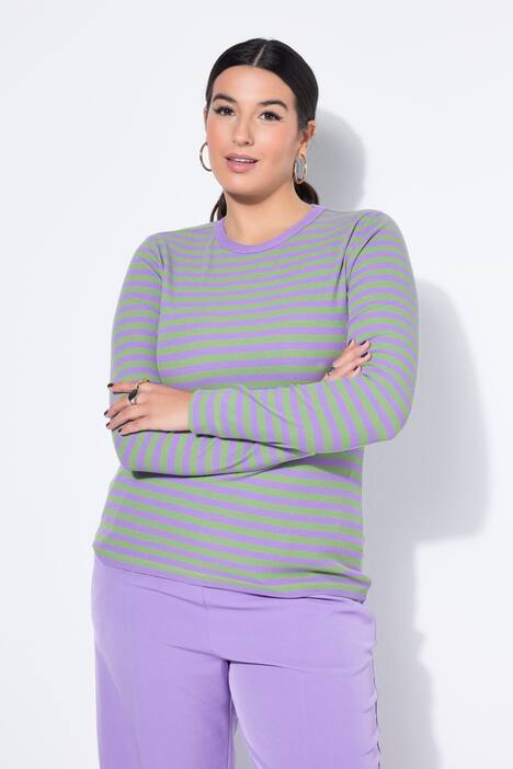 T-shirt, slim model, gestreepte jersey, lange mouw