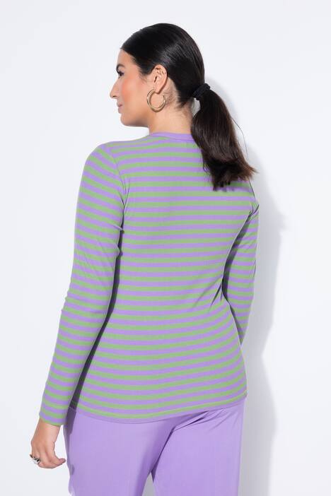 T-shirt, slim model, gestreepte jersey, lange mouw