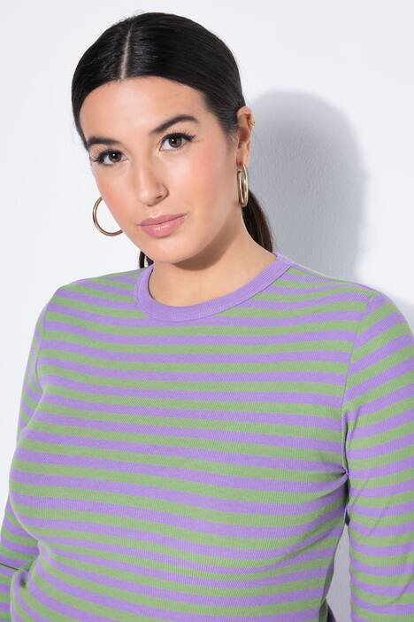 T-shirt, slim model, gestreepte jersey, lange mouw