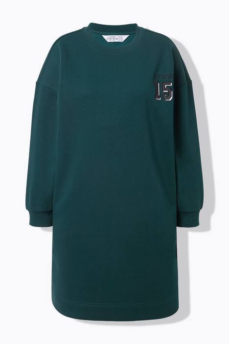 Sweat midi-jurk, oversized, satijnen getal op de rug