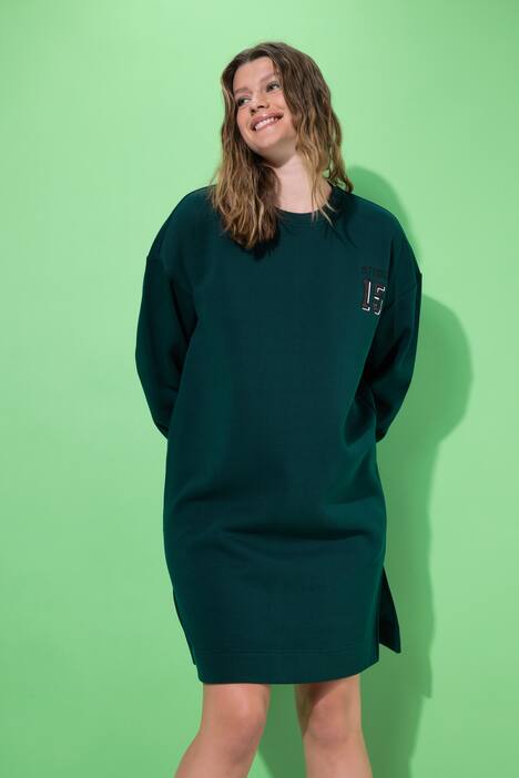 Sweat midi-jurk, oversized, satijnen getal op de rug