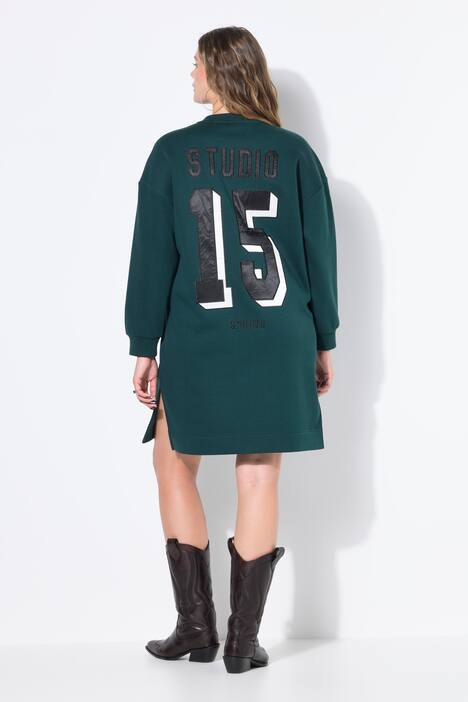 Sweat midi-jurk, oversized, satijnen getal op de rug