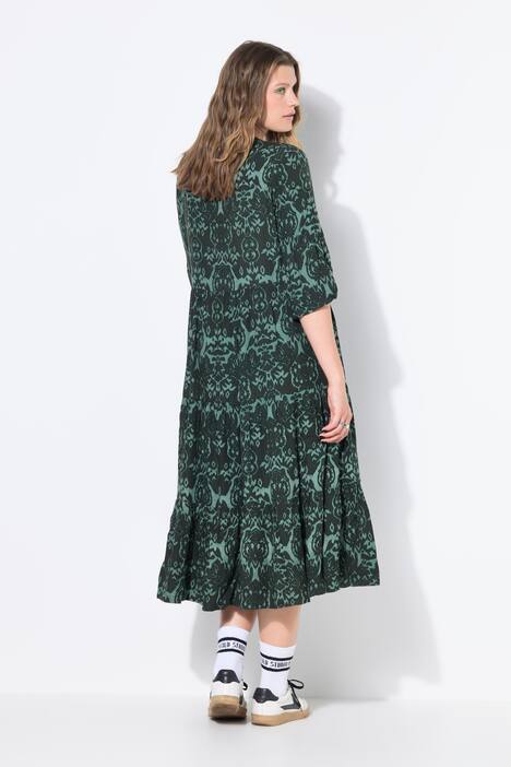 Maxi-jurk, A-lijn, all-over print, volants